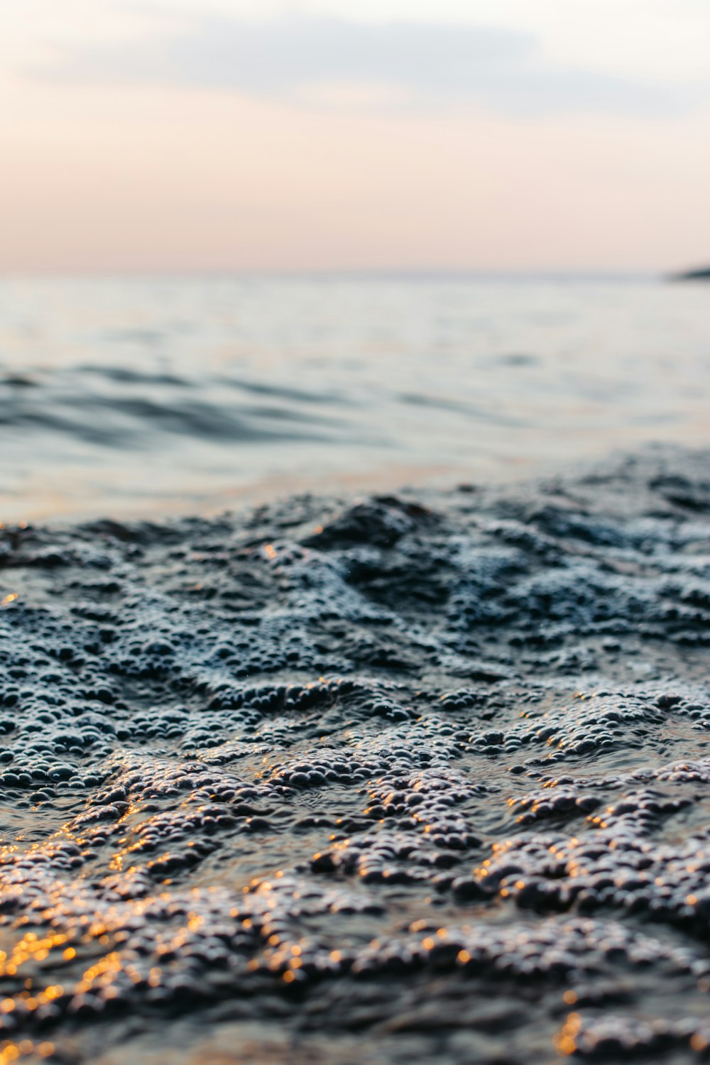 ocean waves in shallow focus shot