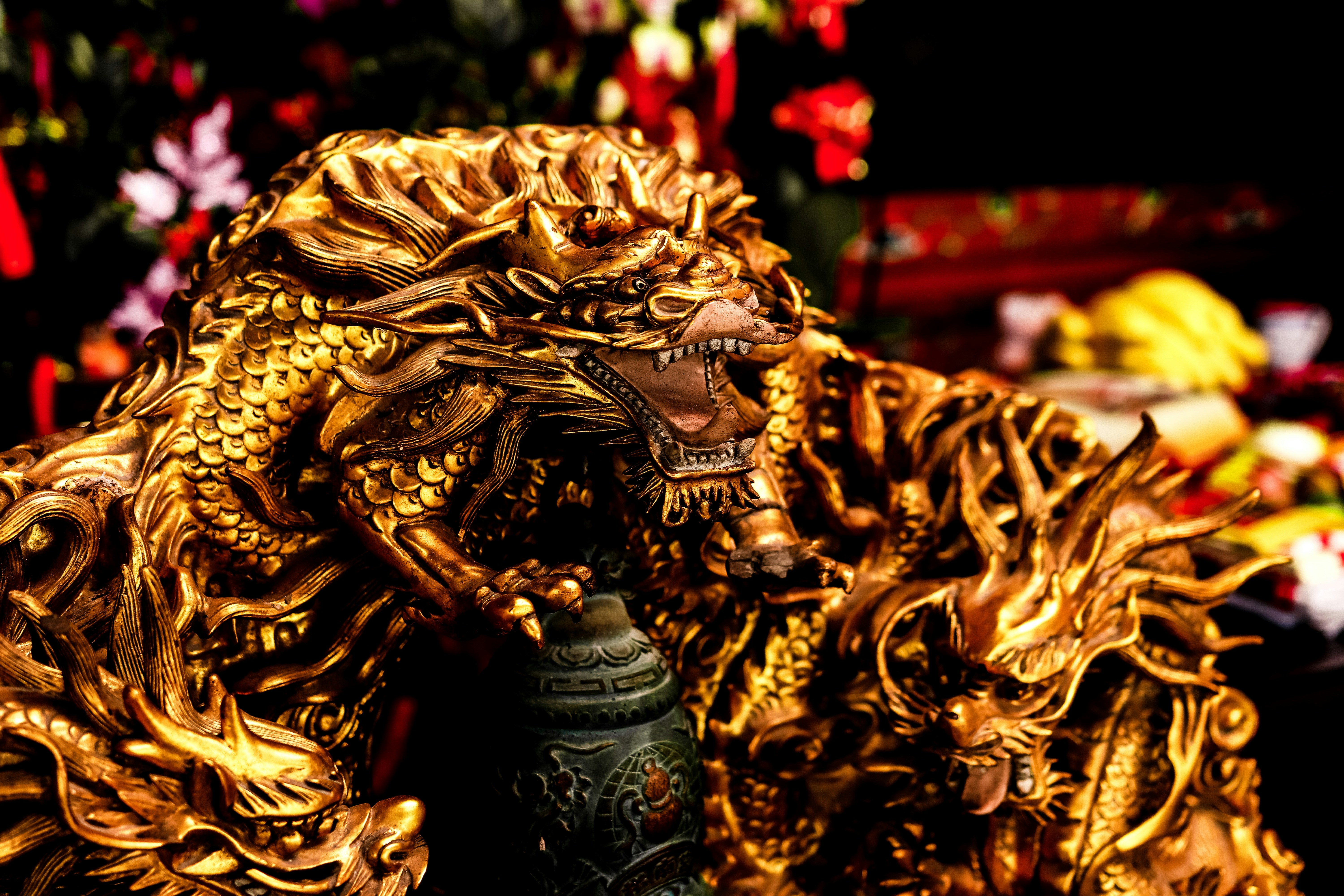 ランキング上位のプレゼント ☆金運☆ゴールドリーフ｜ドラゴン｜中国民芸品（龍の彫刻）金箔 【お試し