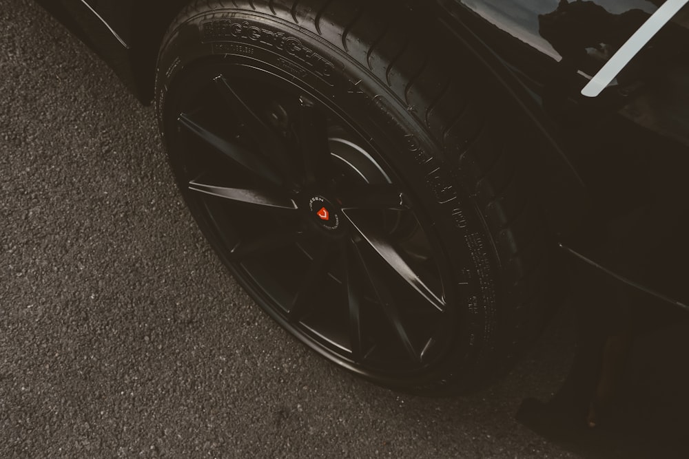 car wheel on road