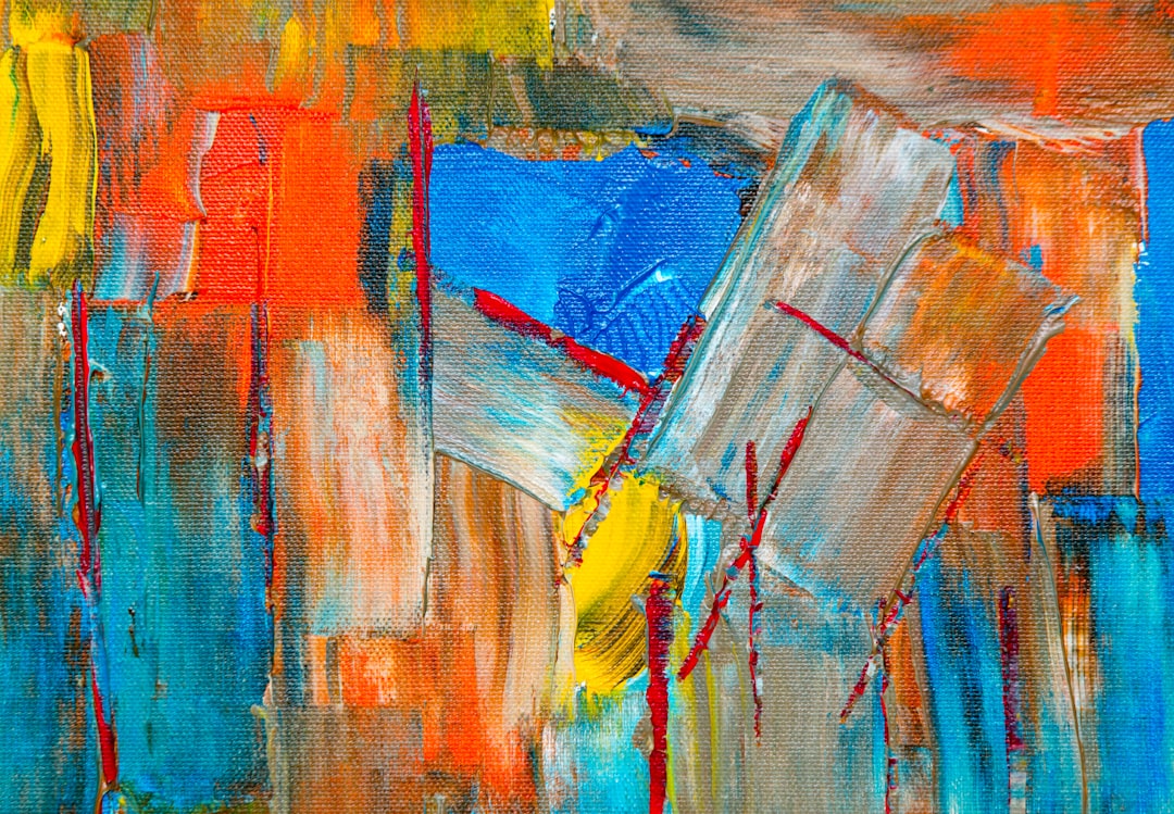 red yellow blue and white abstract painting