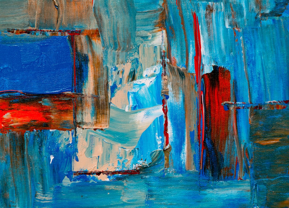 blue and brown abstract painting