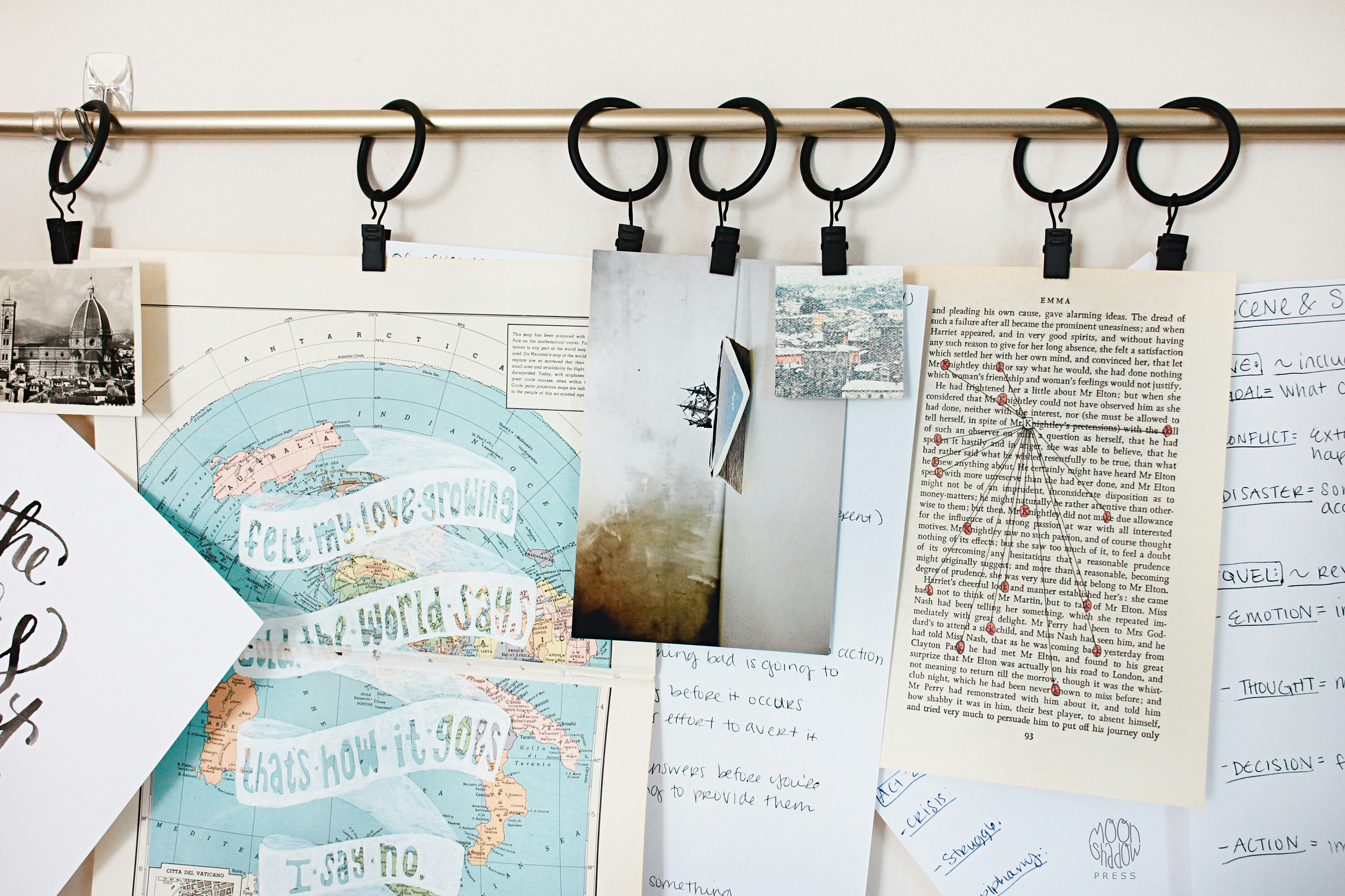 It is amazing what you can repurpose things for. The clips for hanging curtains work great for artwork and notes in my home office!
