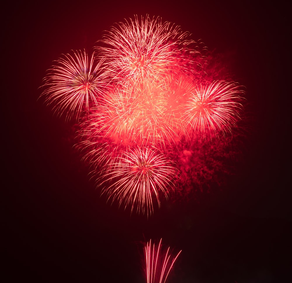 red fireworks at night