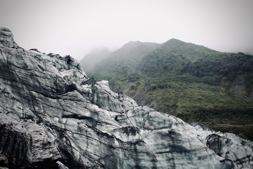 gray rock mountain under white sky