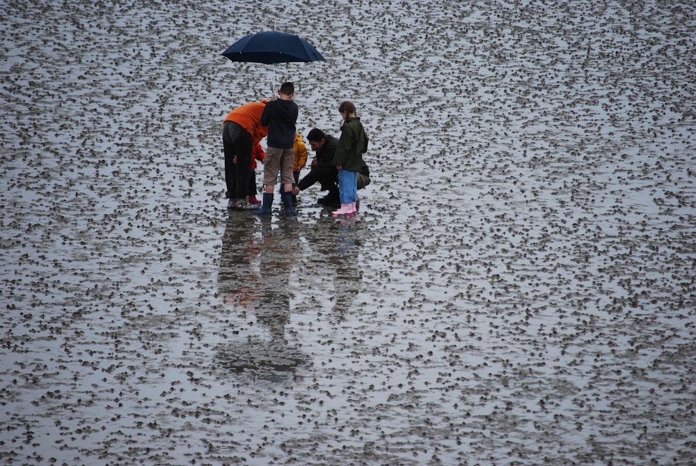 people on mud