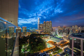 high-rise building at night time