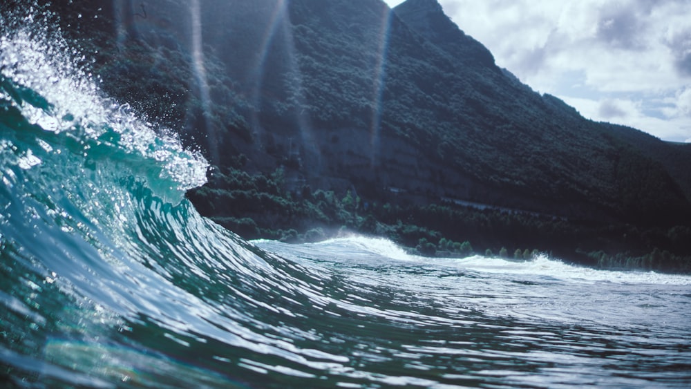 waves near mountain