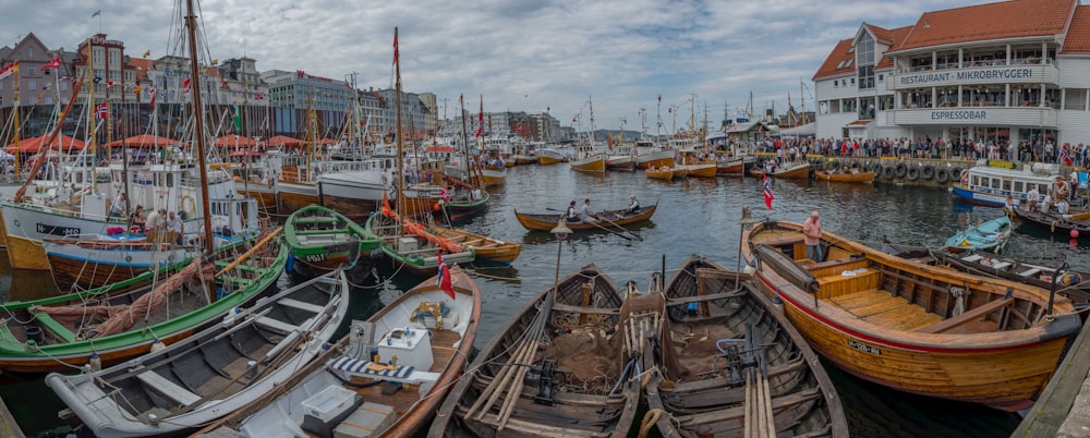 rowboats at dock during daytime