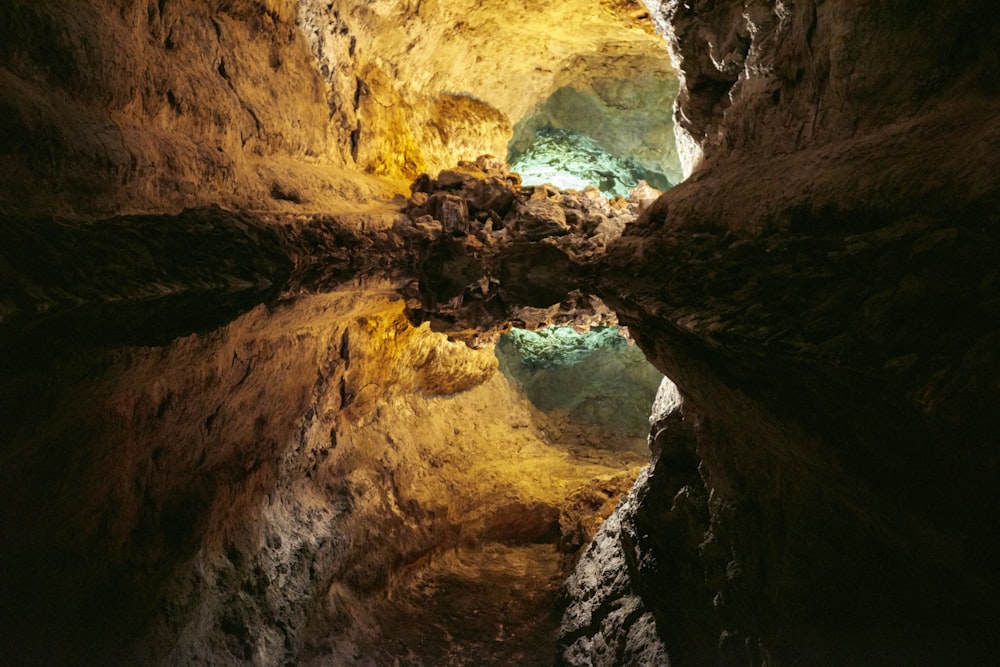 body of water inside cave