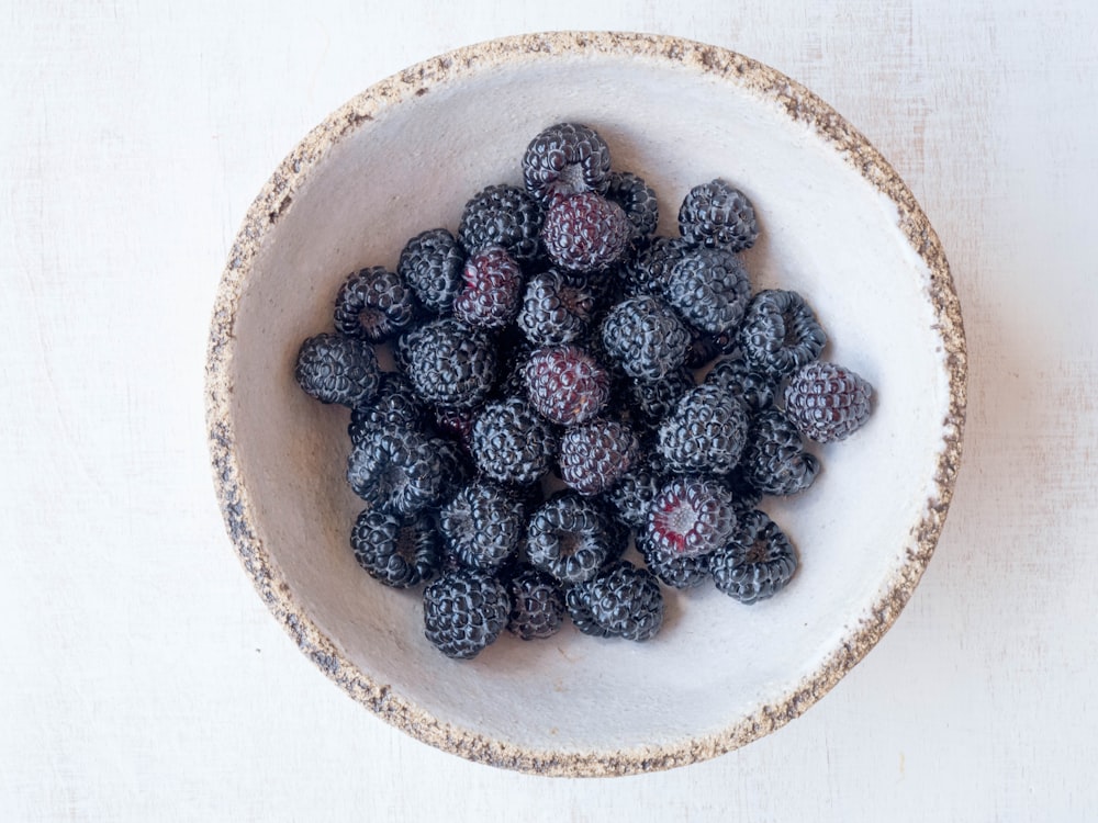 raspberries on bowl