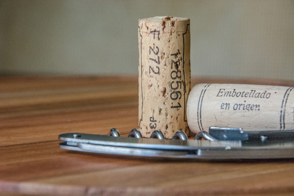 two brown cork bottle lids