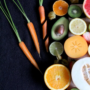 sliced vegetable and fruits on board