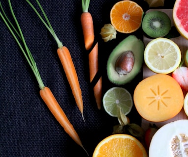 sliced vegetable and fruits on board