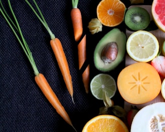 sliced vegetable and fruits on board