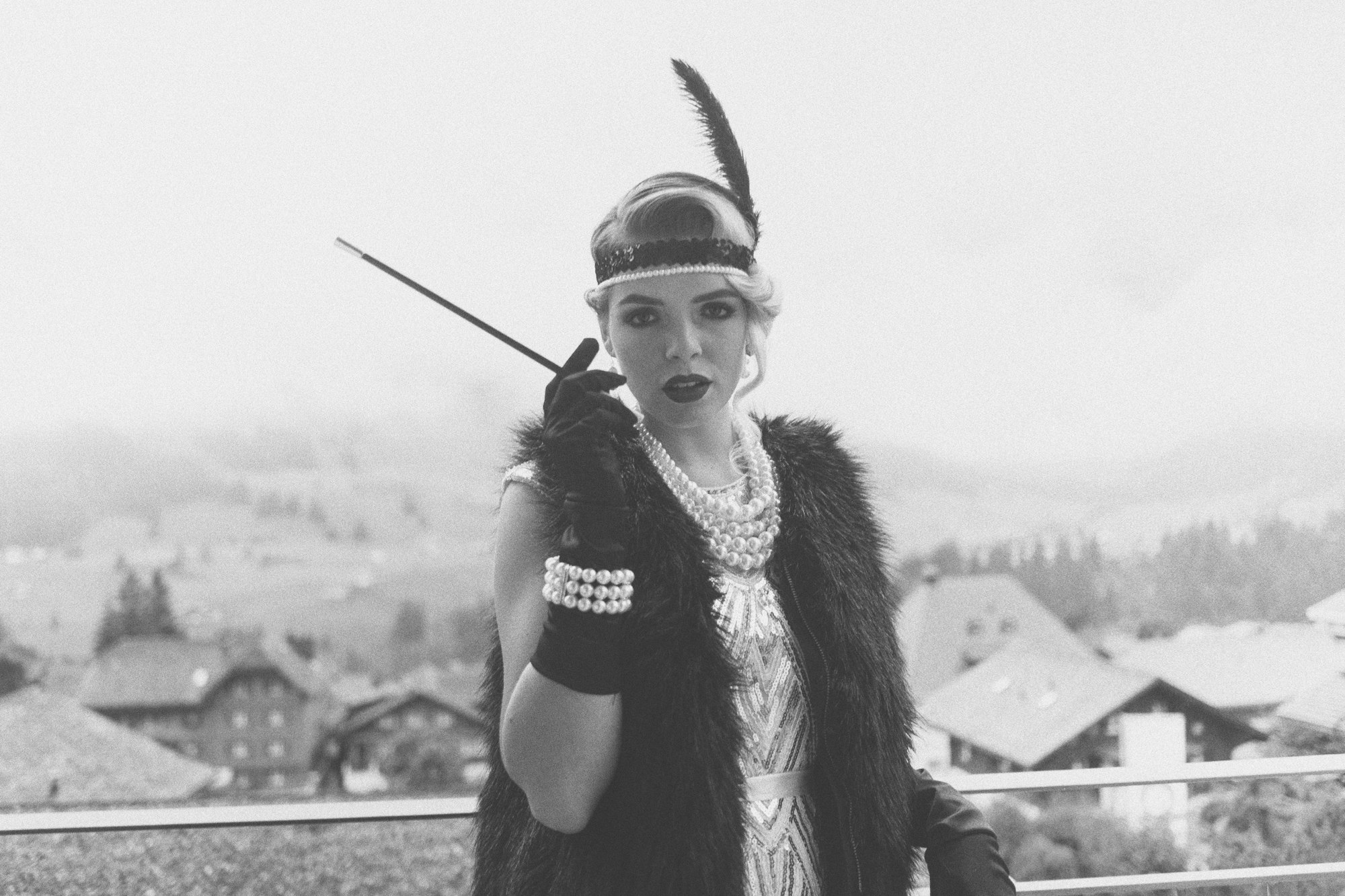 a lady in 1920's costume