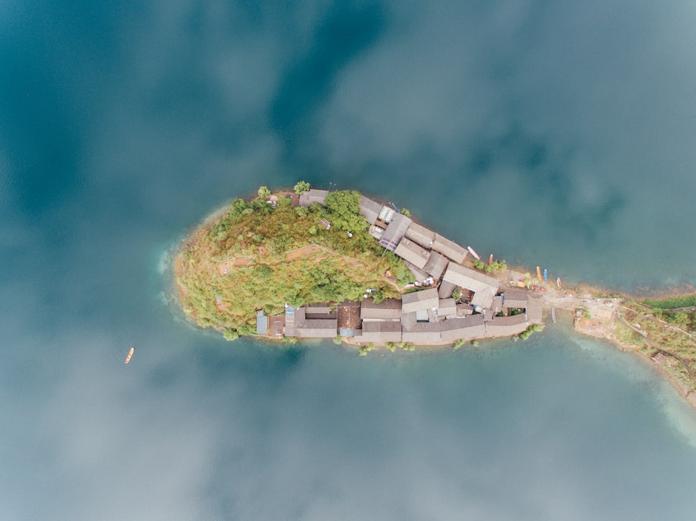 aerial shot of island