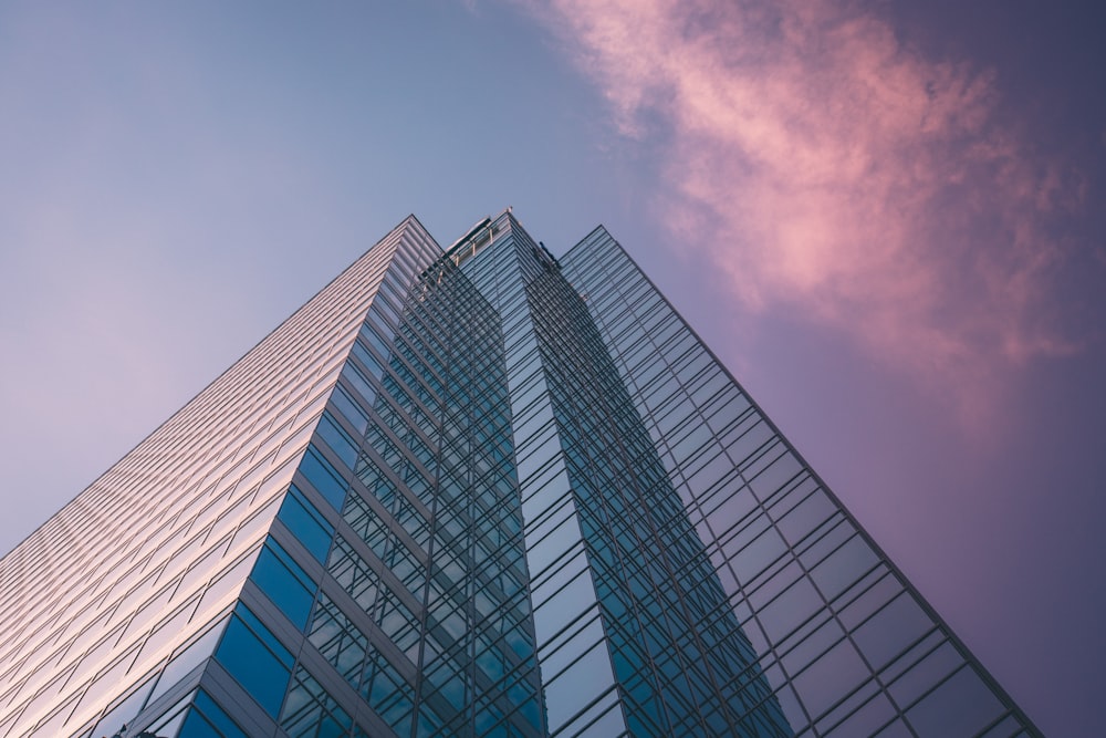 low angle photography of curtain building