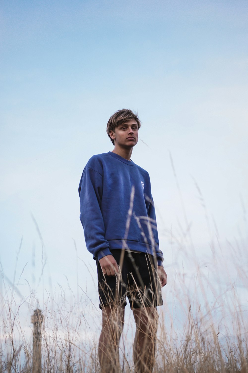 man in blue sweater