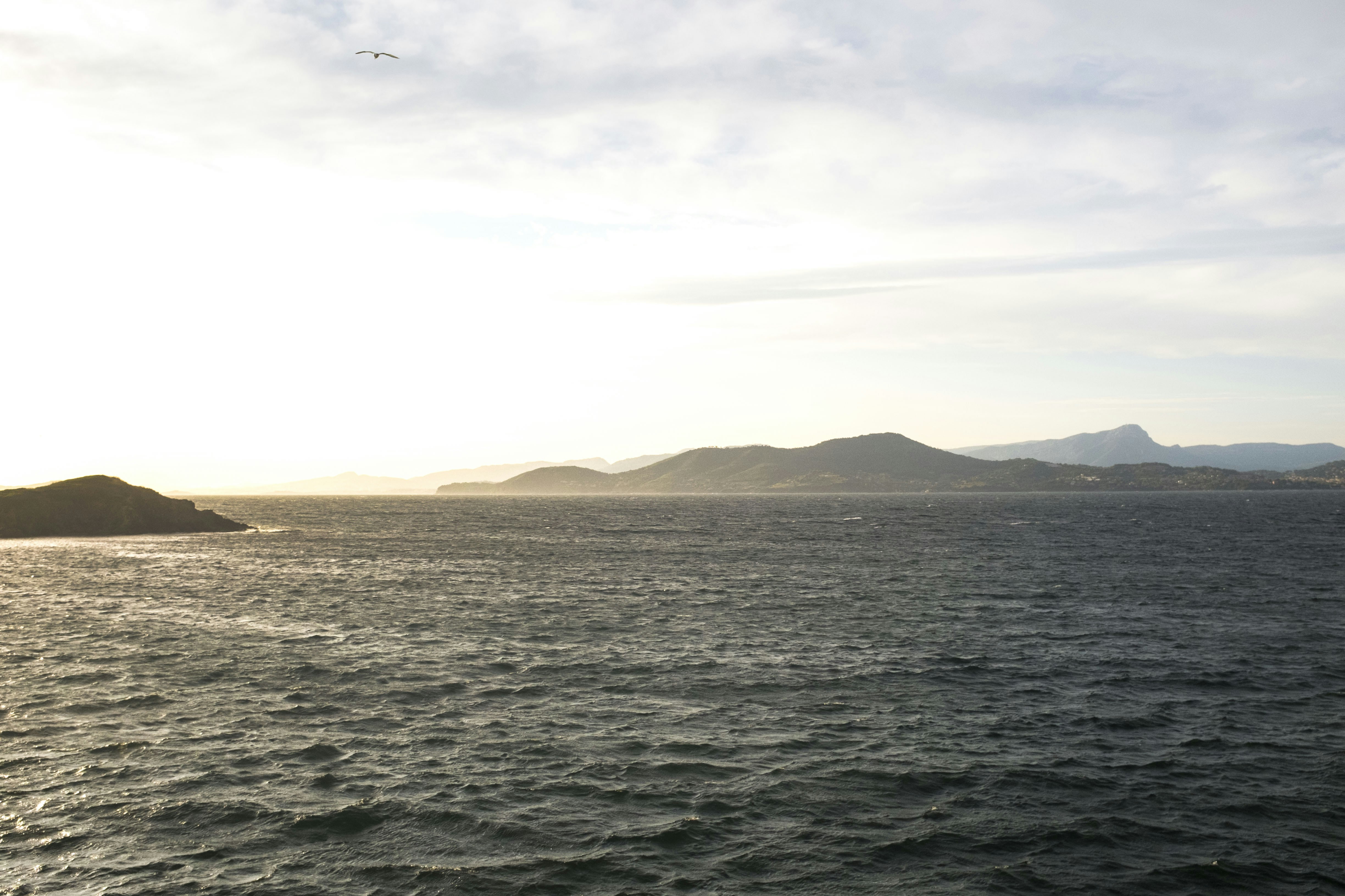 body of water during white cloudy sky