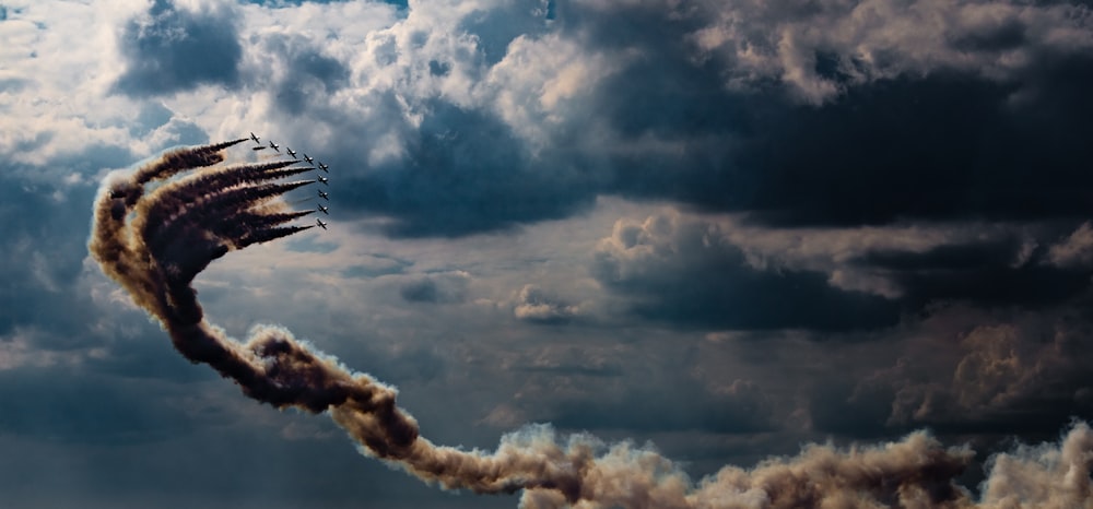 airshow under clouds