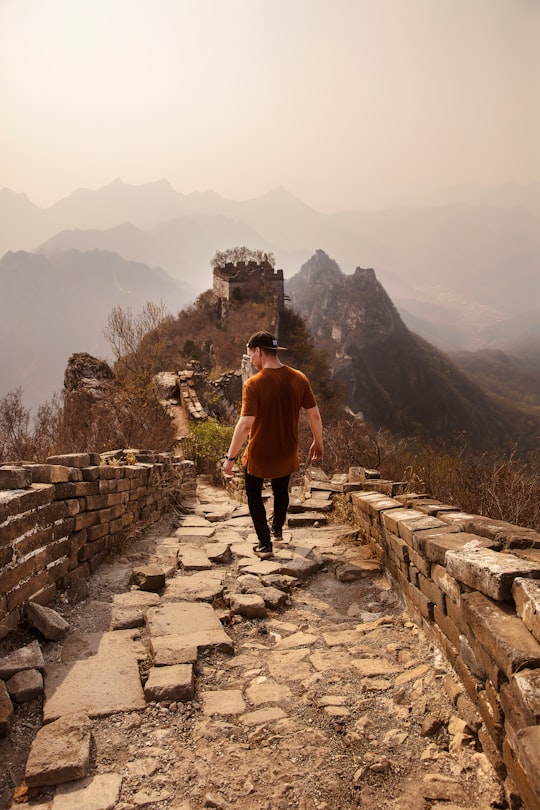 man walking on Great Wall of China in Great Wall of China China