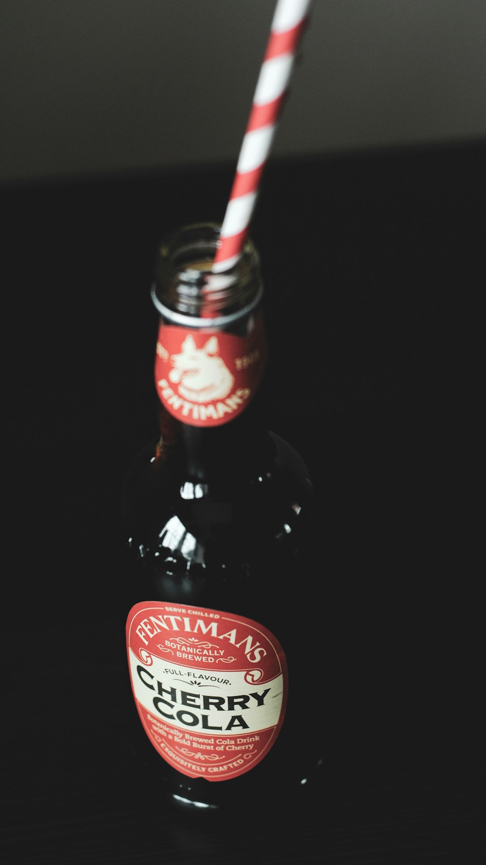 Fentiman's cherry cola bottle with straw