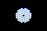 A circular arrangement of small, brightly lit LED lights against a black background. The LEDs emit a cool blue-white light and are tightly packed in a symmetrical pattern.