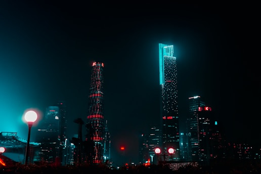 high-rise buildings at nighttime