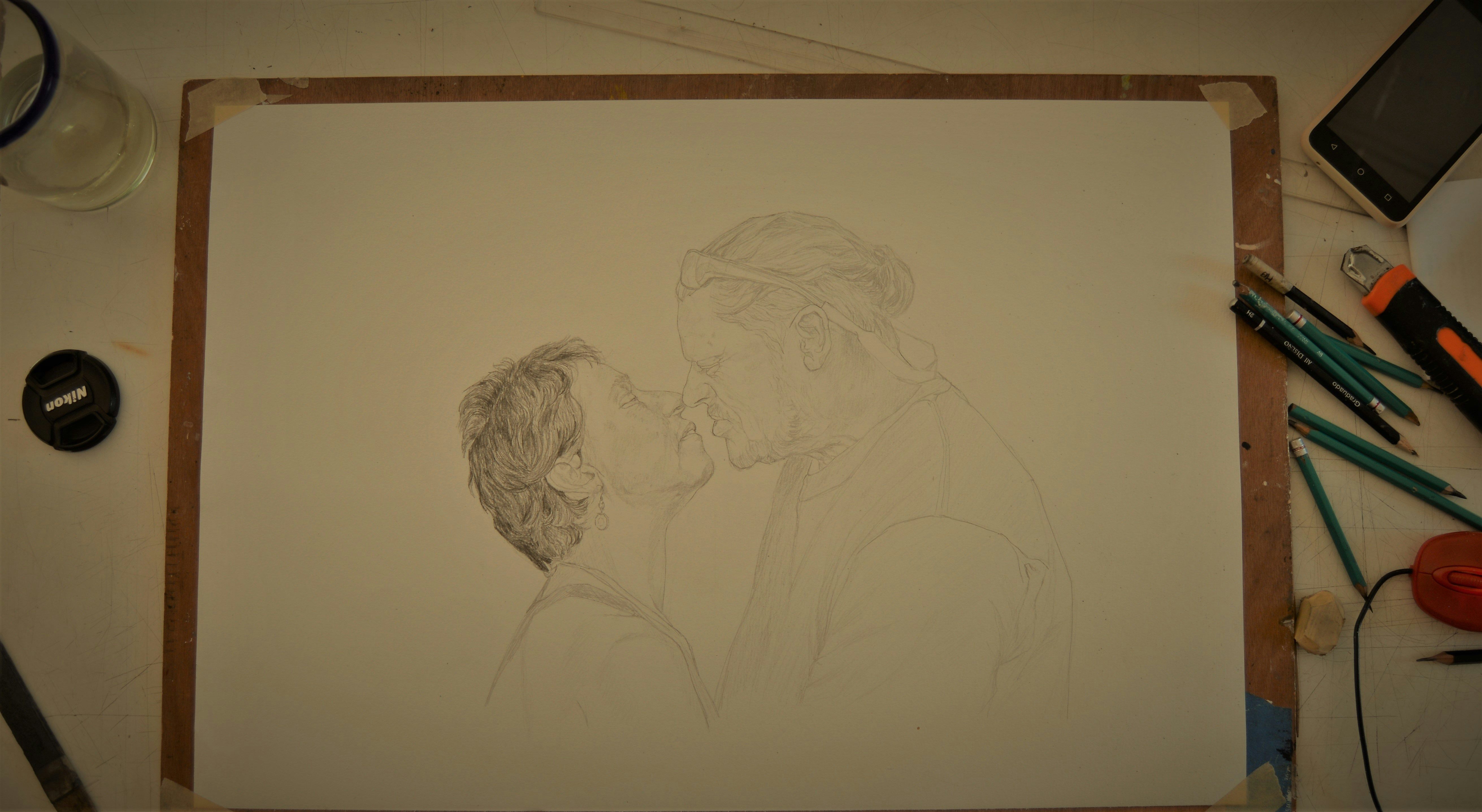 sketch of two people