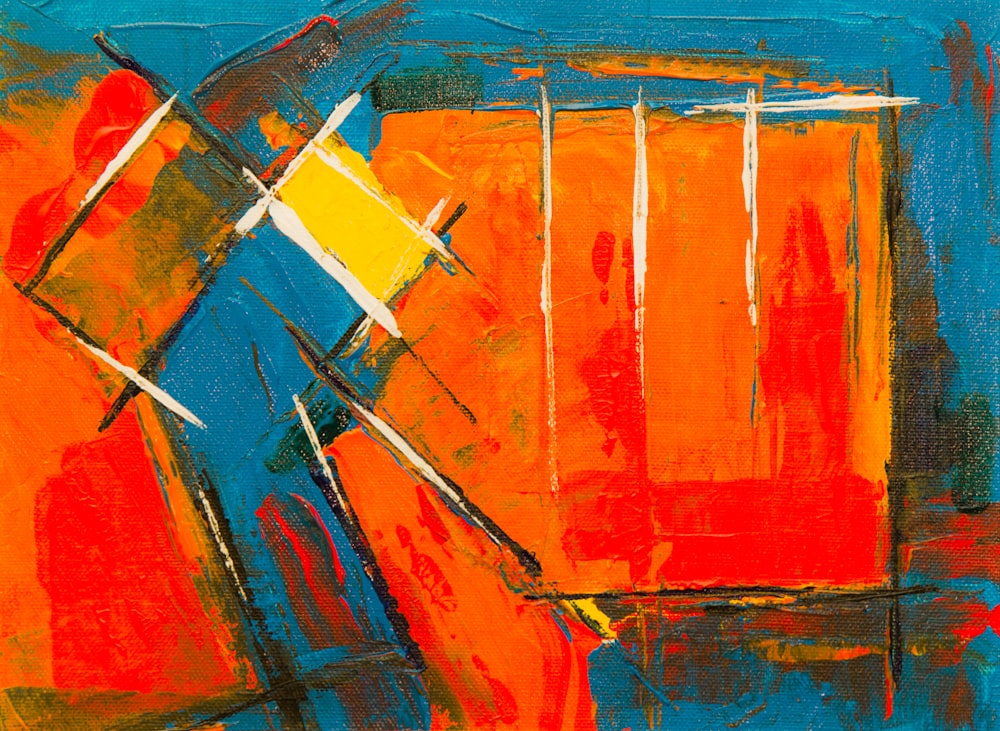 orange and blue abstract painting