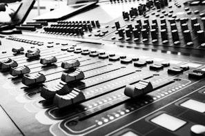 close up photo of audio mixer