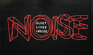 Noise text over black background