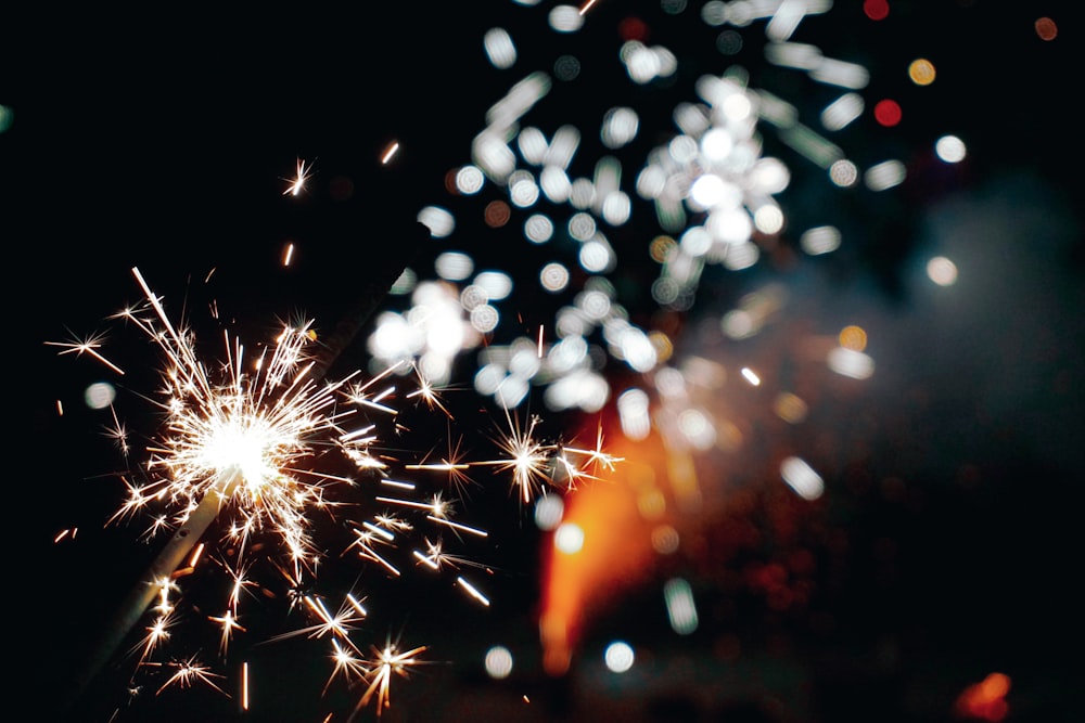 close up photo of lighted sparkler