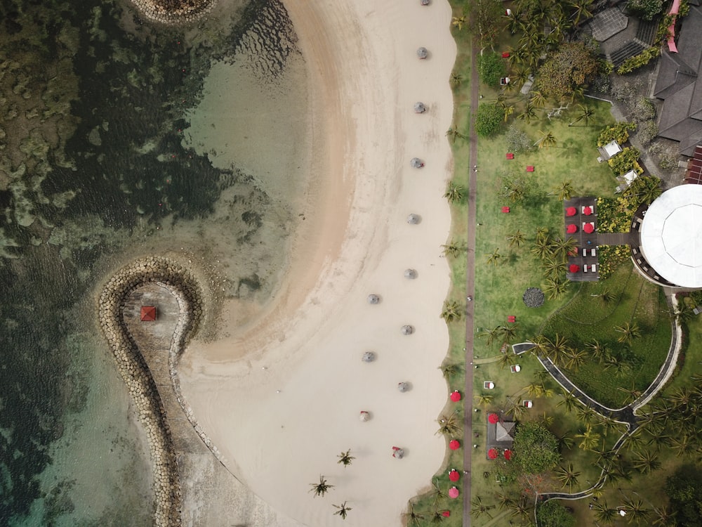 resort near seashore aerial photography
