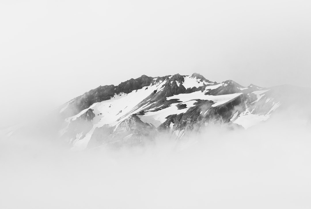 mountain covered with snow, Foggy Kamchatka