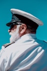 men's white peaked cap