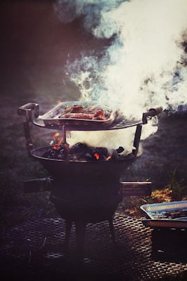 smoking charcoal grill