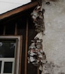 glass window with brown frames