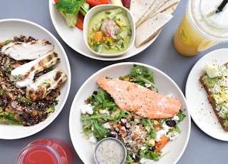 flat-lay photography of assorted-variety of stir fried and vegetable foods