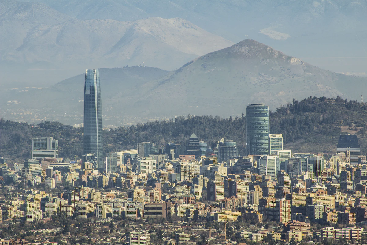 Downtown Santiago spread across its basin beneath the Andes