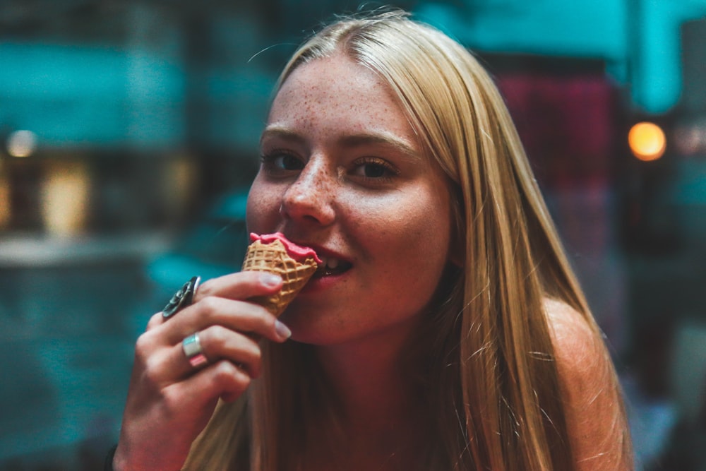 woman holding ice cream cone