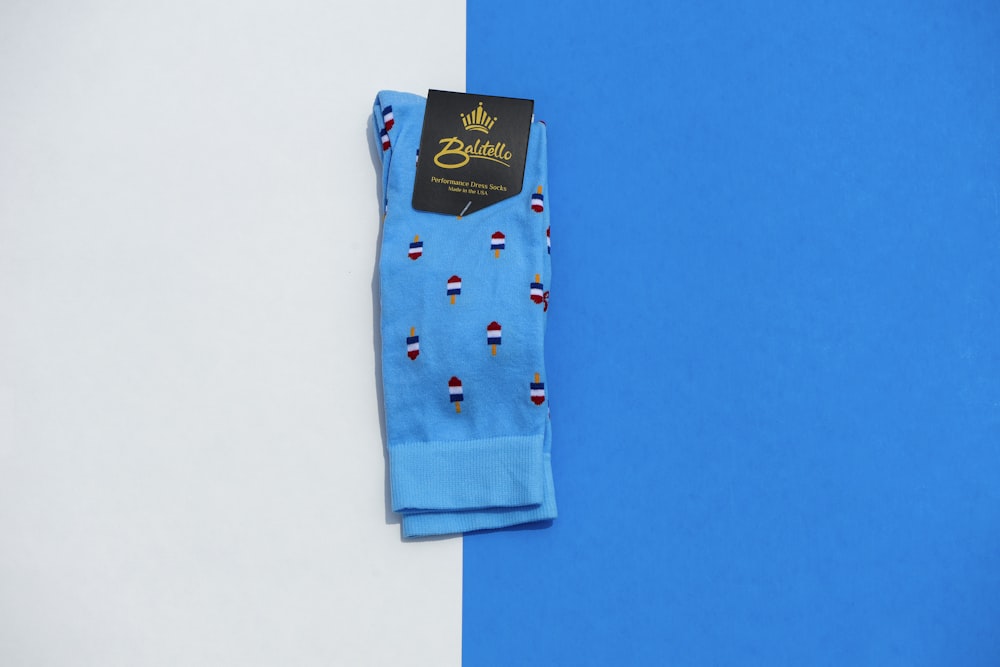 folded blue sock