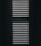 Vertical window blinds are partially opened, casting dramatic shadows and light patterns with strong contrast.