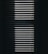 Vertical window blinds are partially opened, casting dramatic shadows and light patterns with strong contrast.