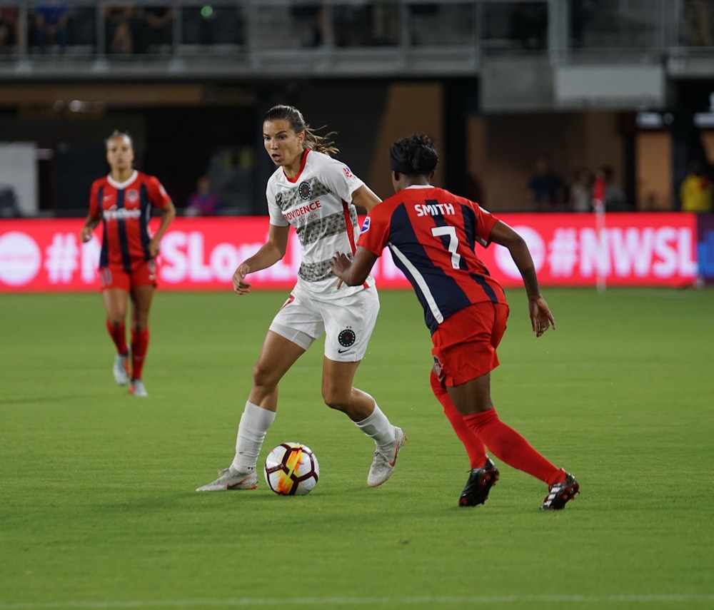 woman playing soccer