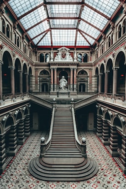brown and white 2-storey hall