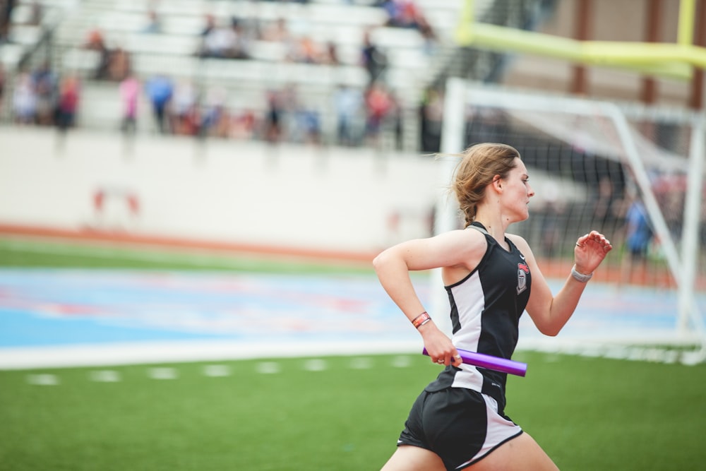 woman running on field