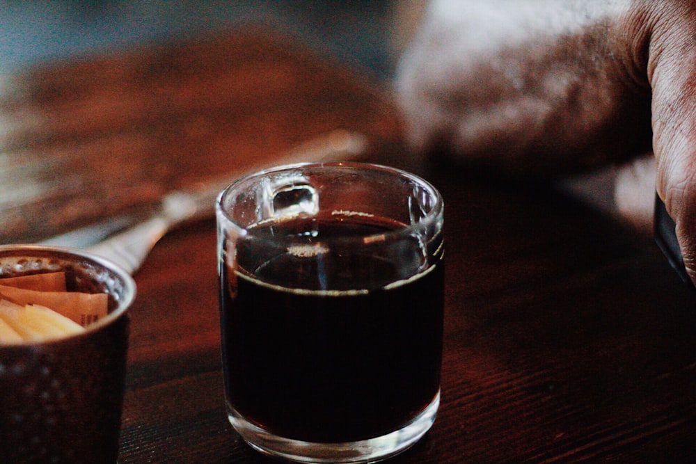 clear drinking glass with wine