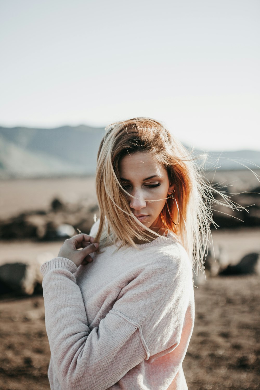 Pull à col rond gris pour femme