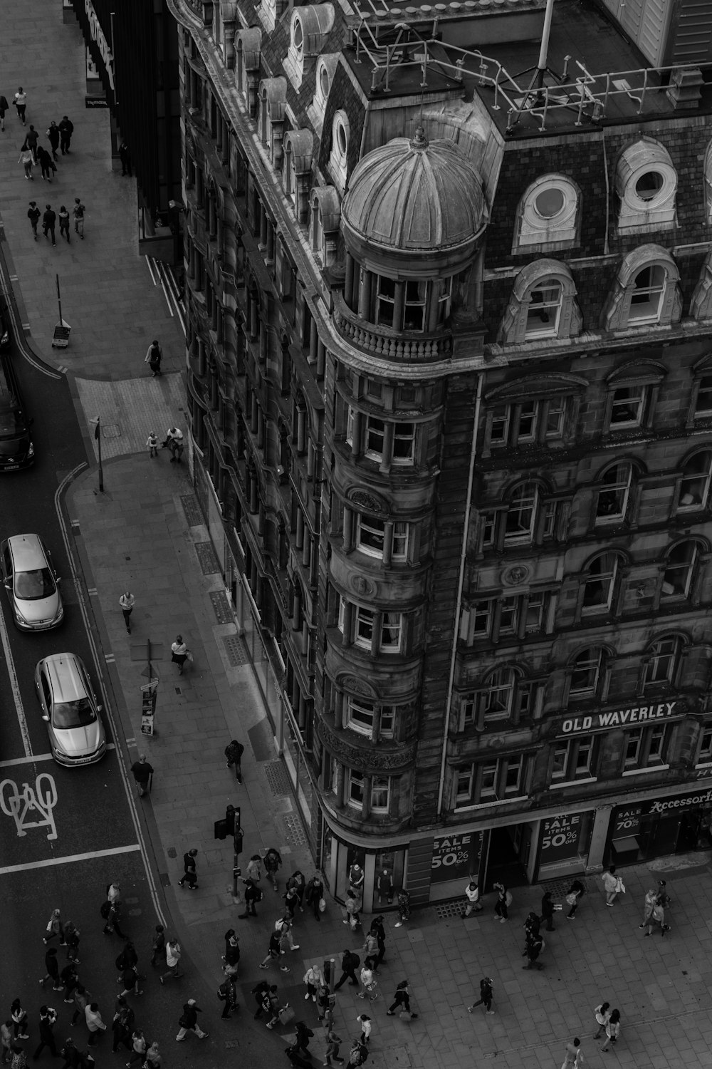 top view of people walking on street